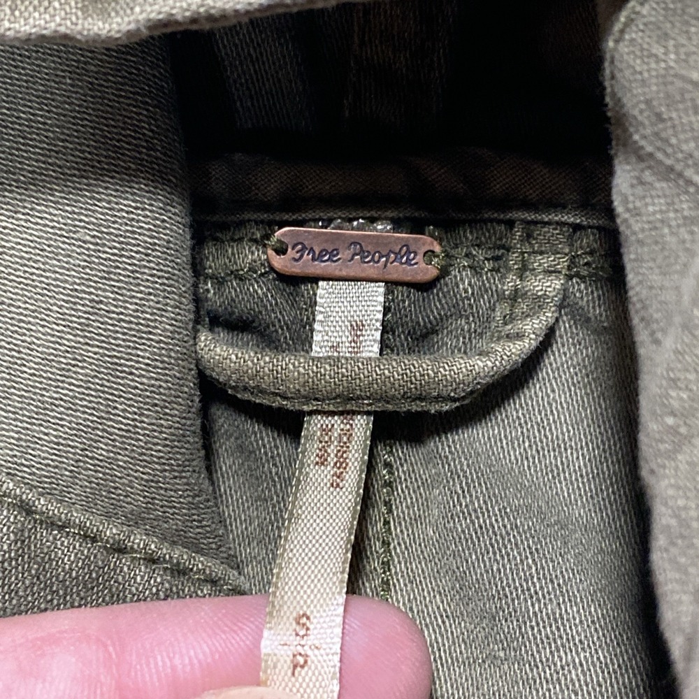 Free People Joshua Tree Utility Military Style Hooded Cotton Jacket Moss sz Sm - Picture 8 of 16